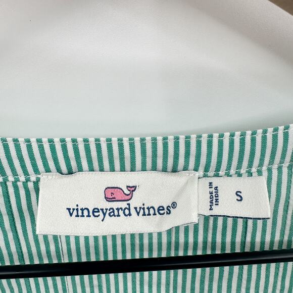 Vinyard Vines Striped Pintuck Long Sleeve Top in Stripe Seawall Green Size S - Picture 7 of 11